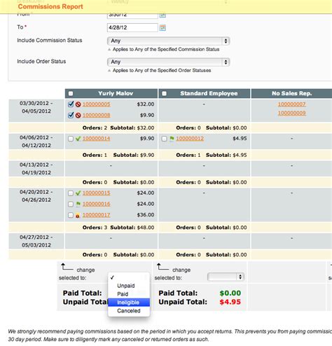 models for commissioning sales reps in a magento ecommerce